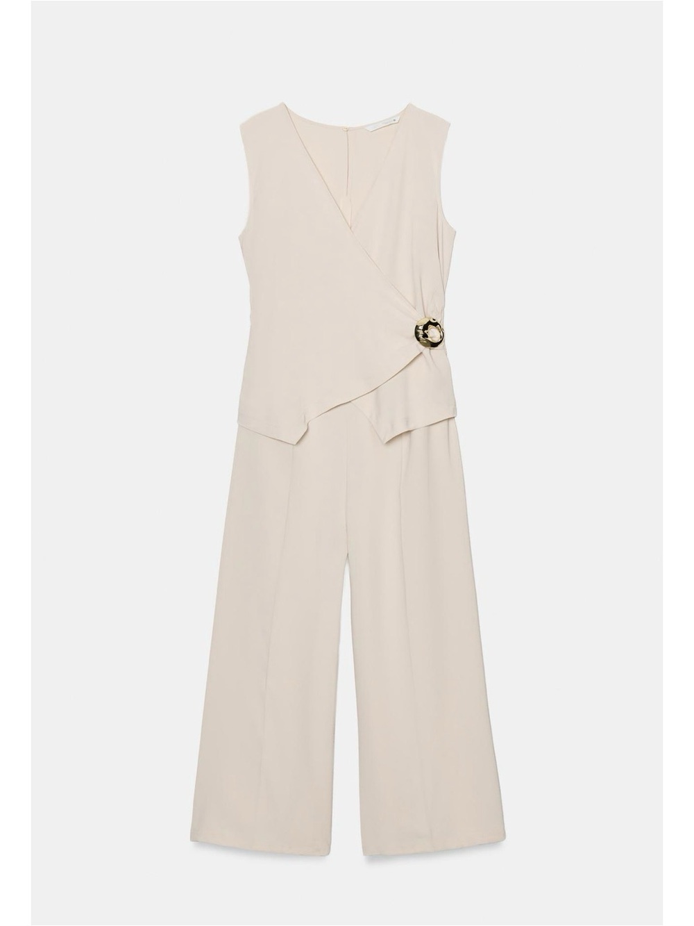 Zara Gold Appliqué Jumpsuit with Buckle Accent